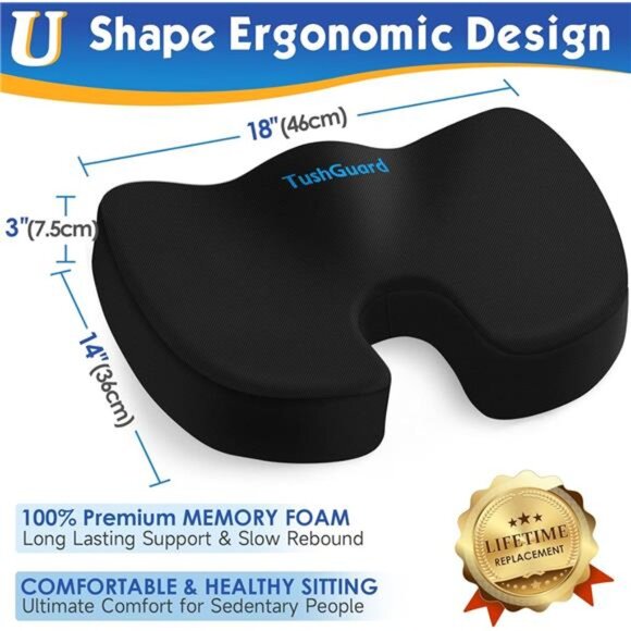 Seat Cushion for Office Chair Memory Foam Non-Slip Desk Seat Cushion Back - Picture 6 of 7